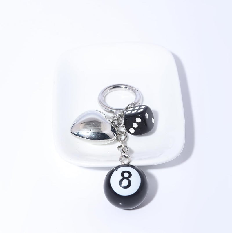 SORGERLY 8 Ball Dice Charm Keychain - Cute Bag Purse Handbag Accessories - Y2K Aesthetic Key Chain for Women Men - Image 4